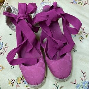 Coach Women's Pink Espadrille Wedges